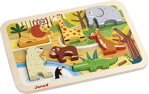 Miniatura 12 de Janod - Rompecabezas grueso de dinosaurio de 7 piezas - Tiempo de juego para niños pequeños - Mejora las habilidades motoras - Diseño de madera