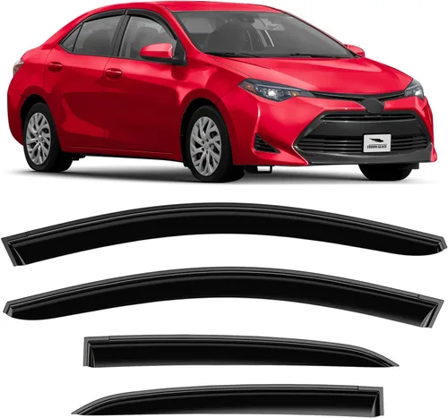 Voron Glass Protectores de lluvia extra duraderos con cinta adhesiva para Toyota Corolla 2014-2019 Sedán, deflectores de ventana, viseras de ventana