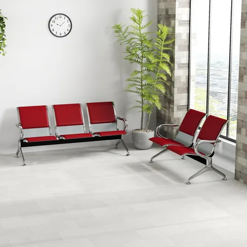 Miniatura 23 de Kinfant Silla de sala de espera de 2 asientos, sillas de recepción de invitados de oficina con respaldo ergonómico, banco de espera de aeropuerto