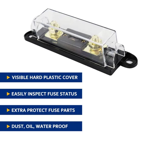 Miniatura 4 de Kit de portafusibles ANL, 2 bloques de distribución y fusibles en línea ANL de 200 A con terminales de anillo, para protección de circuitos