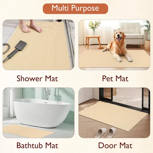 Miniatura 8 de Alfombrilla de ducha extra grande antideslizante, alfombrilla de baño de PVC de secado rápido y para bañera, diseño con agujeros de drenaje