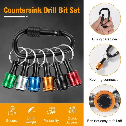 Miniatura 5 de FACAINCXS Juego de 12 brocas avellanadoras con soporte para brocas, #4#6#8#10#12 Broca cónica para carpintería, brocas piloto M2 profundidad