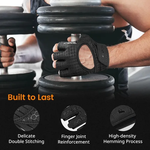 Miniatura 4 de ATERCEL Guantes de levantamiento de pesas, protección completa de la palma de la mano, guantes de entrenamiento para gimnasio, ciclismo, ejercicio
