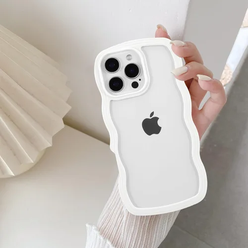 Miniatura 10 de QLTYPRI Funda compatible con iPhone 7/8/SE, bonita funda transparente con marco ondulado rizado para niñas y mujeres, funda protectora de TPU