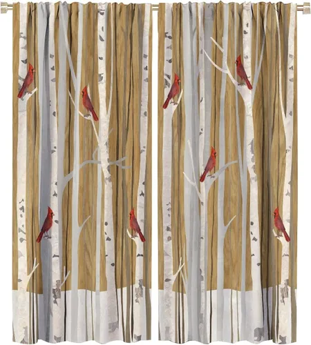 Miniatura 77 de Cortinas de abedul para sala de estar, niebla matutina en otoño, decoración del hogar, 42 x 45 pulgadas de largo