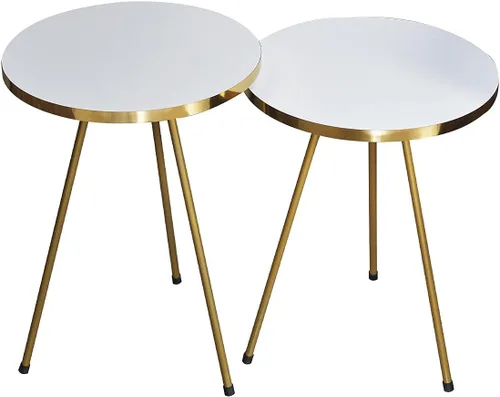 Miniatura 6 de Mesa auxiliar blanca Blanco/Dorado