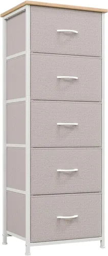 Miniatura 22 de Somdot - Cómoda estrecha con 4 cajones, cómoda delgada con cajones de tela extraíbles para armario, espacios pequeños, baño, dormitorio, lavandería