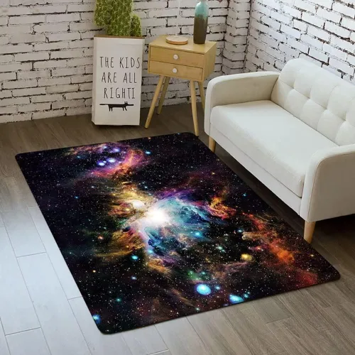 Miniatura 37 de Alfombra de espacio exterior para habitación de niños, 3 x 5 pies, alfombra Galaxy para dormitorio de niños, suave, antideslizante, sistema solar