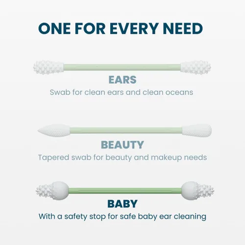 Miniatura 5 de LastSwab™ - Q-Tips reutilizables para bebés para recién nacidos y bebés, hisopos de seguridad de silicona suave, limpiador de oídos y nariz