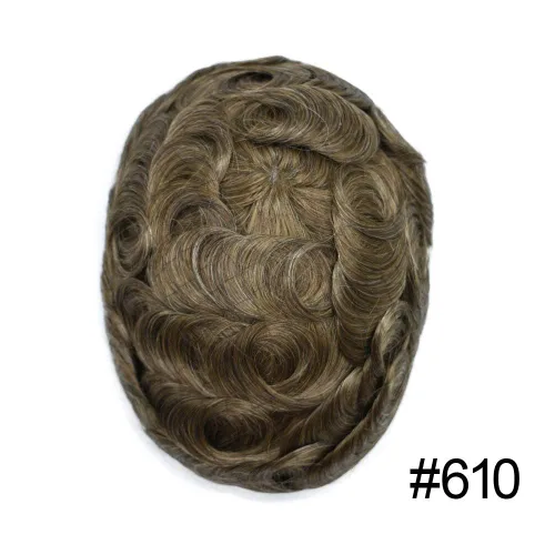 Miniatura 2 de Toupee - Sistema de reemplazo de postizo para hombres, prótesis masculina, pieza de cabello humano de polietileno, piel duradera inyectada