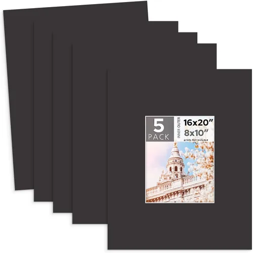 Miniatura 54 de MBC MAT BOARD CENTER, Paquete de 5 paspartús negros de 4x6 para fotos de 3x5, corte biselado, libre de ácido, grosor de 4 capas
