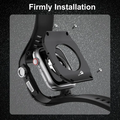 Miniatura 4 de Compatible con Correa de Reloj para Apple Watch de 44mm Correa Resistente para Hombre con Cubierta de Metal Inoxidable con Correa Militar a Prueba