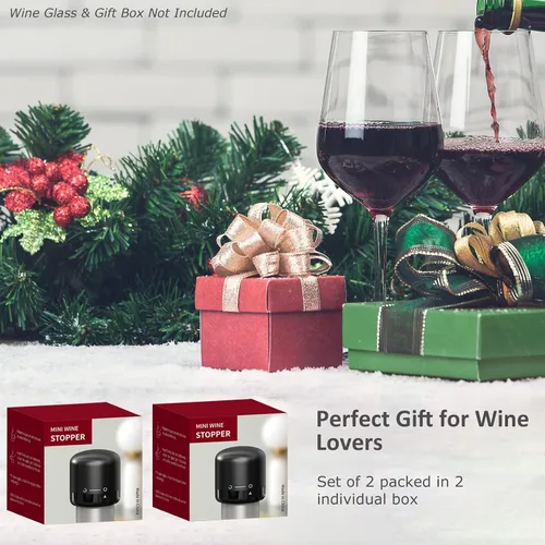 Miniatura 5 de Tapón de vino para vino, paquete de 2 tapones de botella de vino sellado de silicona, sellador de vino reutilizable de giro para sellar, tapón