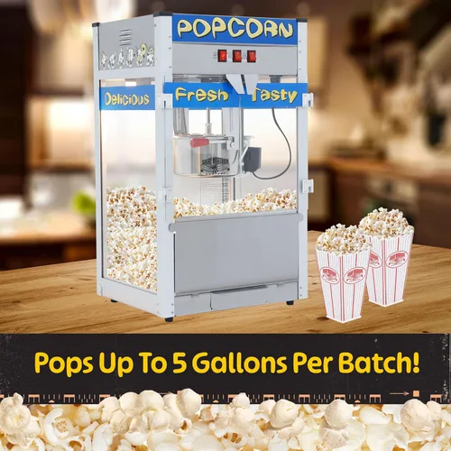 Miniatura 4 de Máquina de palomitas de maíz Pop Heaven - Caldero de acero inoxidable de 12 oz, bandeja de rechazo de granos, luz de calentamiento y accesorios