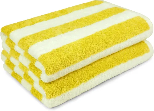 Miniatura 4 de Amazon Basics Cabana Stripe - Toalla de playa (2 unidades), color amarillo, 60 x 30 pulgadas