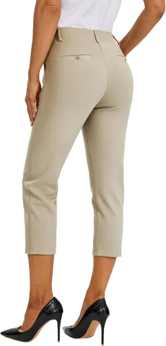 Miniatura 2 de Willit Pantalones capri de vestir para mujer, pantalones de yoga, pantalones capri de trabajo, pantalones elásticos de oficina de cintura alta, 21