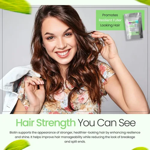 Miniatura 4 de Biotina (vitamina B7) Polvo de vitamina B7 en polvo para la salud del cabello, la piel y las uñas, vitamina de biotina sin OMG, sin gluten