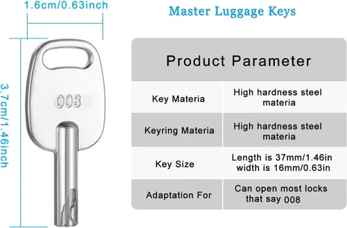 Miniatura 3 de Llave maestra del equipaje 2PCS 008, para la cerradura de combinación del equipaje 008, cerradura del equipaje de la maleta
