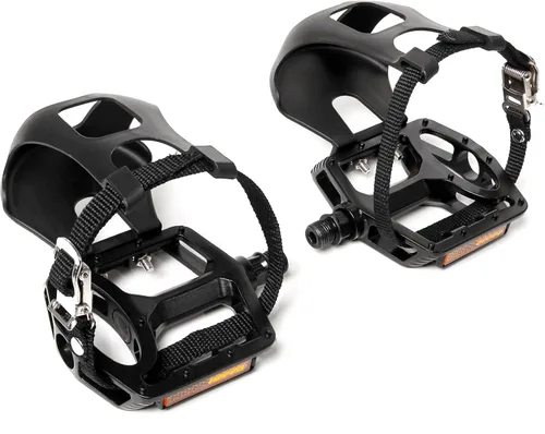 Miniatura 7 de Pedales de Bicicleta Bucklos con Jaulas y Correas para Dedos del Pie - Jaulas de Clips para Dedos de Bicicleta Compatible con Bicicleta de Negro