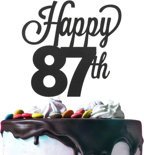 Miniatura 80 de LINGTEER - Decoración para pastel con texto "Happy Birthday 100", color negro