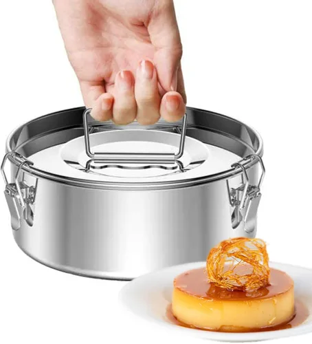 Molde Flanera de acero inoxidable de 63 onzas, molde de flan con tapa, máquina de flan para olla instantánea de 6 cuartos de galón, apto para