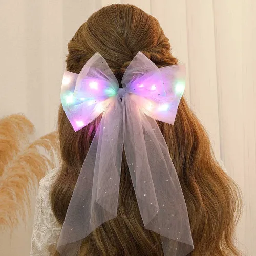 Miniatura 4 de JEAIRTS Lazos de tul con luces LED brillantes para el cabello para mujer
