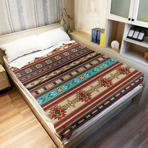 Miniatura 3 de Aztec Ethnic - Manta de forro polar con rayas geométricas, suave, acogedora, cálida, ligera, bohemia decorativa para sofá o dormitorio, 40 x 50