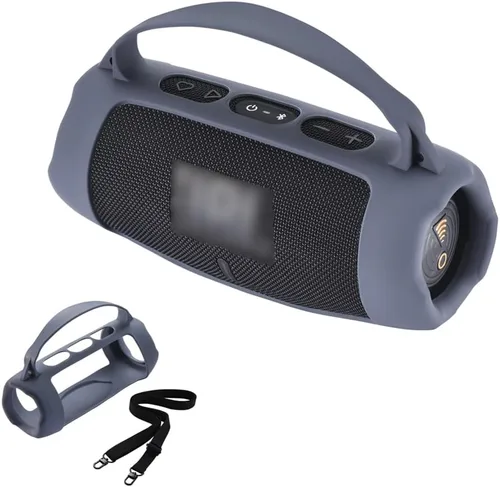 Miniatura 9 de Funda de silicona para altavoz Bluetooth portátil JBL Charge 5 Wi-Fi/Charge 5, funda protectora con asa y correa para el hombro, accesorios