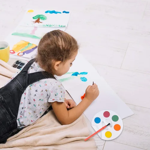 Miniatura 5 de Mini juego de pintura para niños de acuarela (paquete a granel de 12) - 5 pinturas de acuarela, bandeja de paleta y pincel de pintura