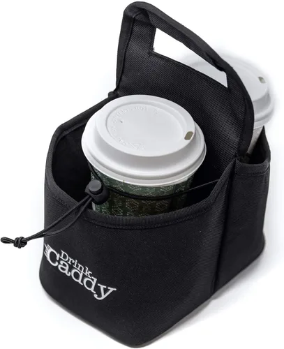 Miniatura 7 de Organizador de bebidas portátil para bebidas y portavasos de café reutilizable, bolsa plegable de 2 tazas con bolsillos organizadores, asegura