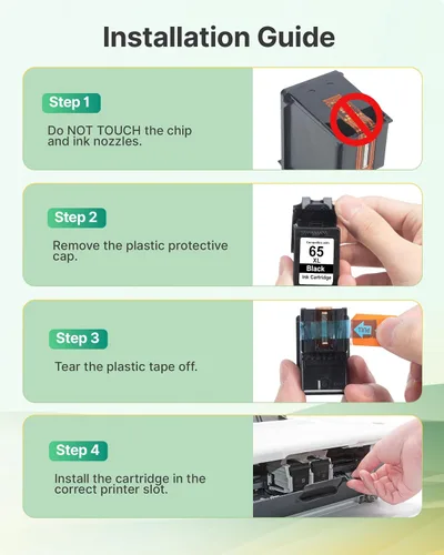 Miniatura 5 de 65XL 65 Cartuchos de tinta negro/combo tricolor (paquete de 2) para tinta HP Ink 65 65 XL para impresoras HP 3755 3772 3752, Deskjet 2622 2680