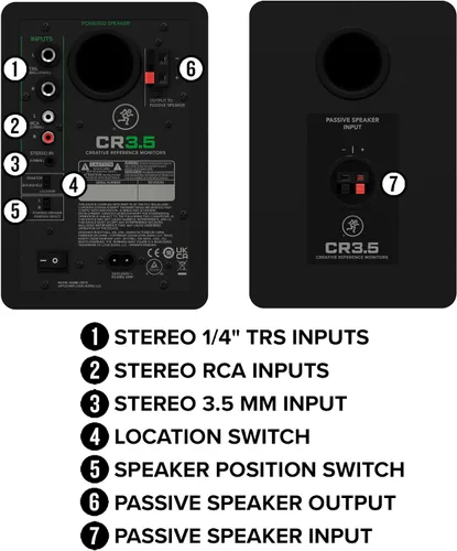 Miniatura 6 de Mackie CR3.5BT - Monitores de estudio de referencia creativa alimentados de 3.5 pulgadas con Bluetooth, perilla de tono e interruptor de ubicación