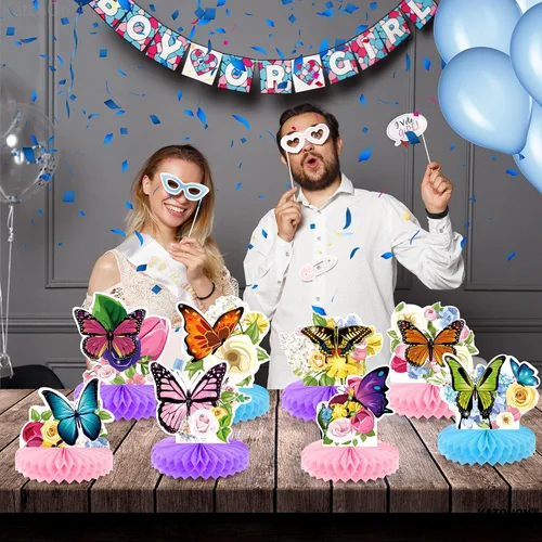 Miniatura 7 de KatchOn, Centros de mesa grandes de mariposa de panal para mesas, paquete de 8, decoraciones de fiesta de mariposas, decoraciones de mariposa
