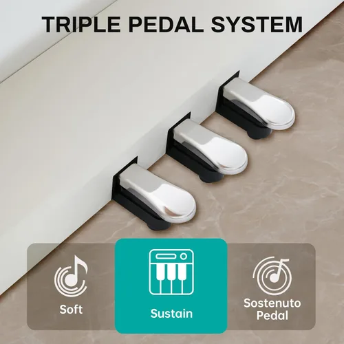 Miniatura 4 de AODSK Piano digital de 88 teclas, piano digital de acción de martillo ponderado con teclas pesadas de tamaño completo, pedal triple, juego
