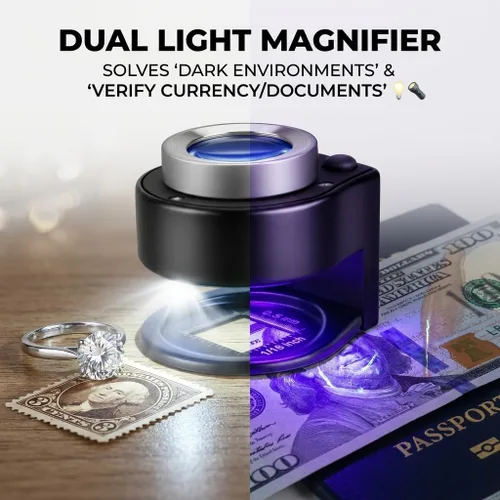 Miniatura 3 de JEYUME Lupa de lupa 30X, lupa portátil recargable para joyeros, lupa con luz púrpura y luz blanca, herramienta de joyería para monedas, joyas