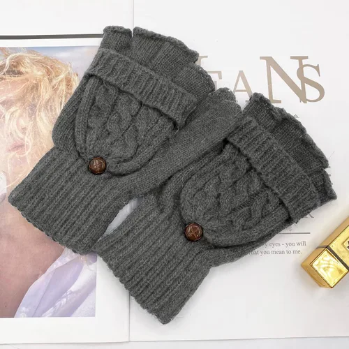Miniatura 26 de Beurlike Guantes de invierno para mujer, de lana cálida, a prueba de viento, convertibles, sin dedos