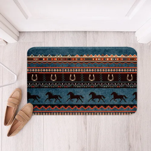 Miniatura 26 de Feelyou Aztec Bathroom Rugs Aztec Southwestern Printed Bath Mats for Bathroom Bohemian Bath Rugs for Shower Tub Cowboy Cowgirl Bathroom Accossories