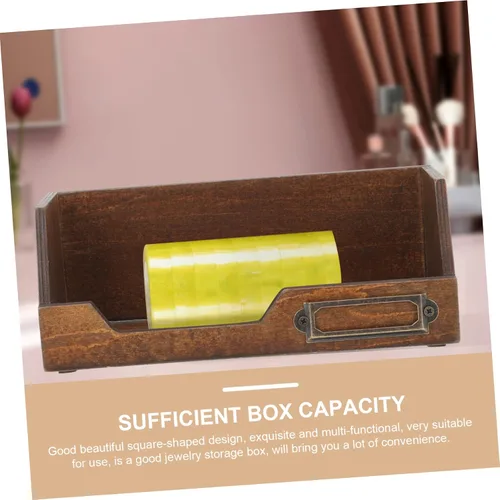 Miniatura 6 de Caja organizadora de joyas de madera clásica Washi Tape Holder 2pc Estuche de almacenamiento de escritorio