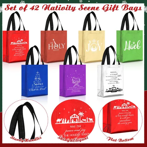 Miniatura 3 de 42 bolsas de regalo cristianas a granel con asa, semana de apreciación del pastor, bolsas de regalo de versículos bíblicos no tejidas, bolsas