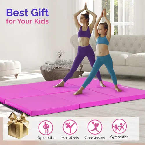 Miniatura 6 de Matladin - Alfombrilla plegable de tres pliegues de 6 pies para gimnasia, gimnasio, ejercicio, aeróbicos, alfombrillas de volteretas de 6 pies x 2