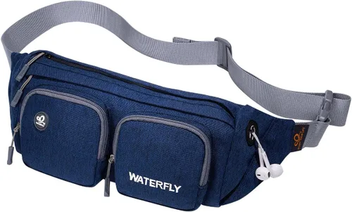 Miniatura 13 de WATERFLY Riñonera de gran tamaño para hombres y mujeres, para viajes, correr o caminar (camuflaje negro)