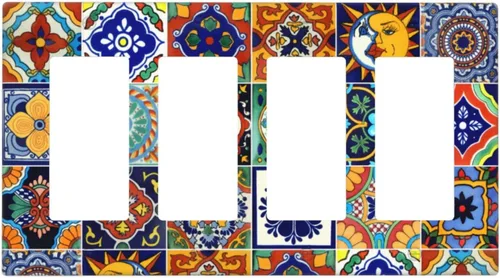 Miniatura 21 de Talavera - Azulejos mexicanos de una sola banda, placas de pared para decorar enchufes eléctricos, placa de interruptor, placa decorativa de pared