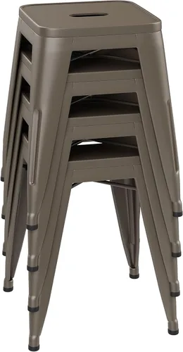 Miniatura 7 de Taburetes cortos de 18 pulgadas para taburetes de aula, juego de 4 sillas de comedor, taburetes de bar de metal, apilables, taburete corto