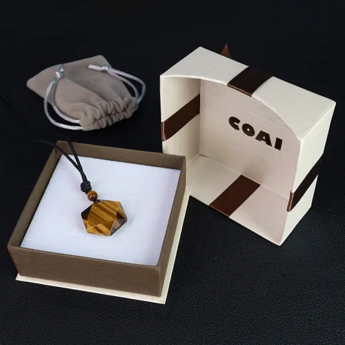 Miniatura 7 de COAI Collar con colgante hexagonal de estrella de David con amuleto