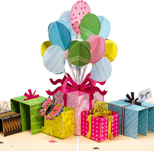 Miniatura 10 de Paper Love Tarjeta de cumpleaños desplegable 3D, mariposa, para adultos y niños, cubierta de 5 x 7 pulgadas, incluye sobre y etiqueta para notas