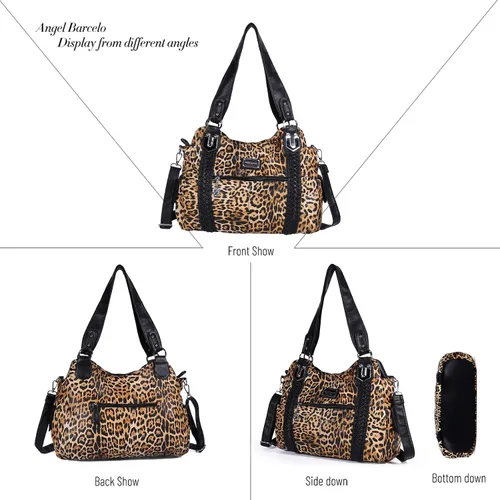 Miniatura 164 de Angel Barcelo - Bolsa de hombro amplia para mujer, diseño Hobo, cuero lavado