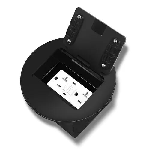 Kit de Enchufe Circular Empotrado en Piso con 2* 20 Amperios de Acero Inoxidable GFCI, Receptáculo a Prueba de Manipulaciones, Hardware Resistente a