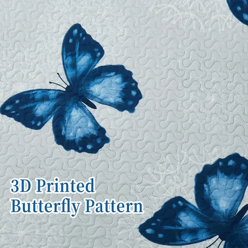 Miniatura 5 de ARTALL - Juego de edredón de 2 piezas con estampado de mariposas, de microfibra suave y ligera, colcha para cama, manta con funda de almohada