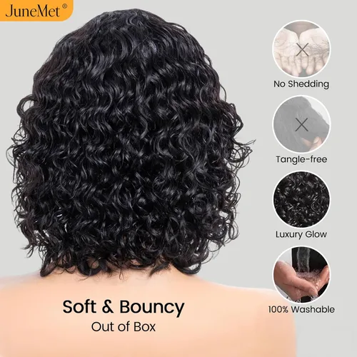 Miniatura 3 de Ruiyu - Peluca rizada con corte de pelo lanudo con flequillo, cierre de cabello humano, peluca sin pegamento, pelucas onduladas con flequillo