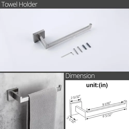 Miniatura 7 de BAGNOLUX Juego de Herrajes de Baño de 4 Piezas, Juego de Portatoallas de Baño de Acero Inoxidable SUS304, Juego de Barra Portatoallas para Montaje